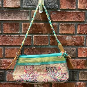Oilily Rattan Straw Purse with Braided Strap Shoulder Bag